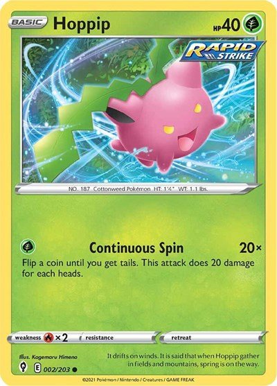 Pokémon card: Hoppip 002/203, Common, Evolving Skies