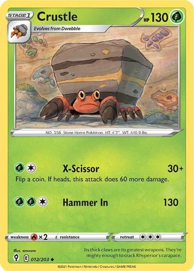 Pokémon card: Crustle 012/203, Uncommon, Evolving Skies