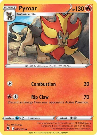 Pokémon card: Pyroar 023/203, Uncommon, Evolving Skies