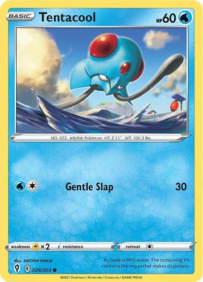Pokémon card: Tentacool 026/203, Common, Evolving Skies