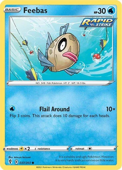 Pokémon card: Feebas 037/203, Common, Evolving Skies