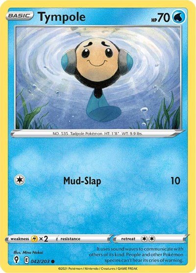 Pokémon card: Tympole 042/203, Common, Evolving Skies