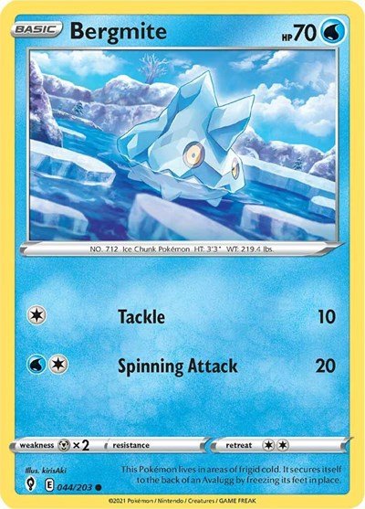 Pokémon card: Bergmite 044/203, Common, Evolving Skies