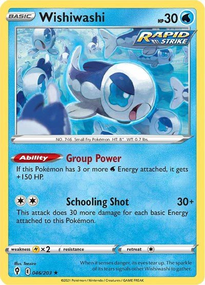 Pokémon card: Wishiwashi 046/203, Rare, Evolving Skies