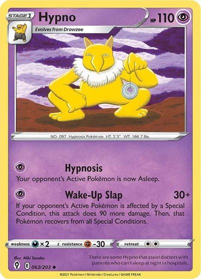 Pokémon card: Hypno 062/203, Uncommon, Evolving Skies