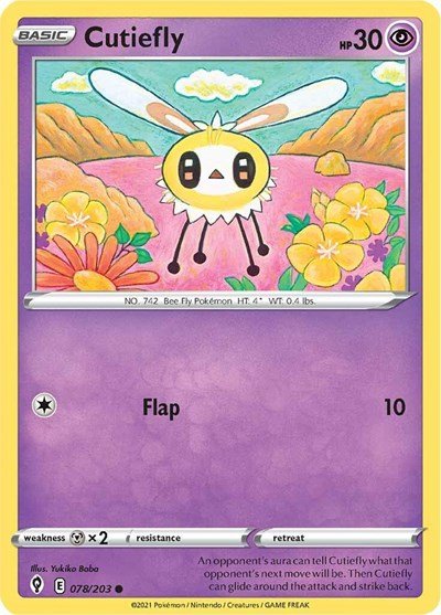 Pokémon card: Cutiefly 078/203, Common, Evolving Skies