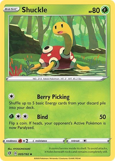 Pokémon card: Shuckle 005/192, Uncommon, Rebel Clash