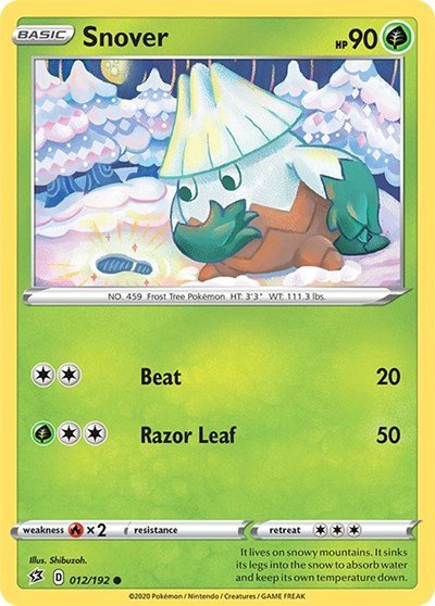 Pokémon card: Snover 012/192, Common, Rebel Clash