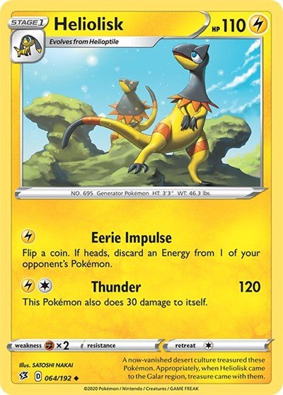 Pokémon card: Heliolisk 064/192, Uncommon, Rebel Clash