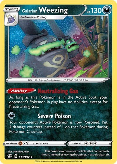 Pokémon card: Galarian Weezing 113/192, Holo Rare, Rebel Clash