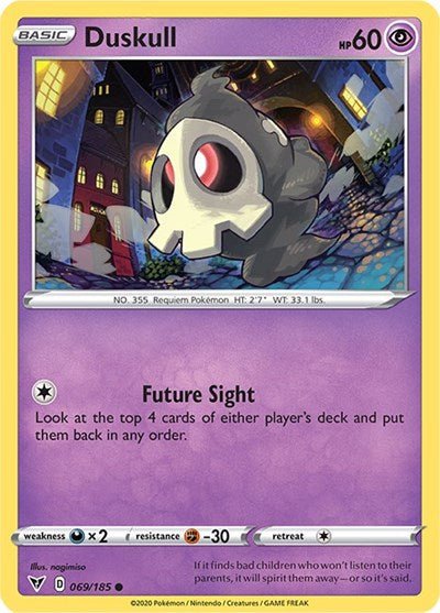 Pokémon card: Duskull 069/185, Common, Vivid Voltage