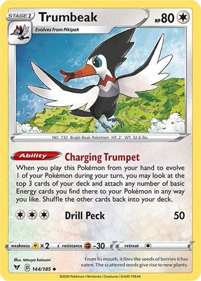 Pokémon card: Trumbeak 144/185, Uncommon, Vivid Voltage