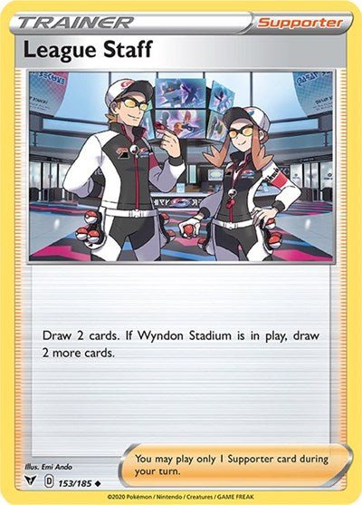 Pokémon card: League Staff 153/185 from Vivid Voltage (Uncommon), front of card